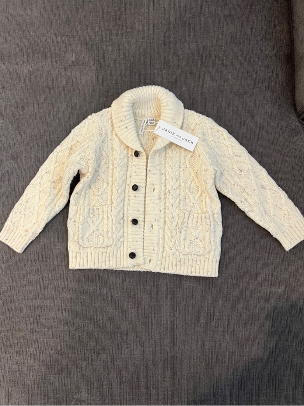 Brand New Janie and Jack Cream Cable Knit Cardigan 12-18 months